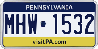 PA license plate MHW1532