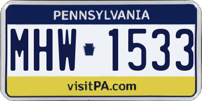 PA license plate MHW1533