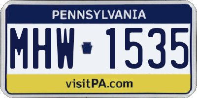 PA license plate MHW1535