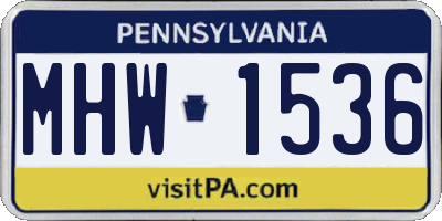 PA license plate MHW1536