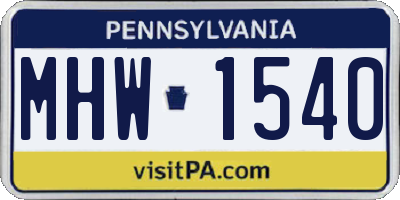 PA license plate MHW1540