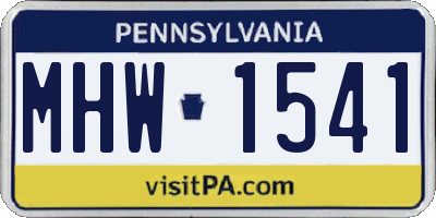 PA license plate MHW1541