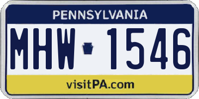 PA license plate MHW1546
