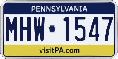 PA license plate MHW1547