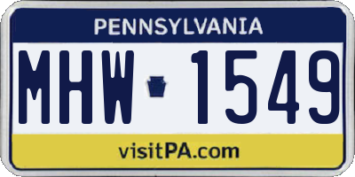 PA license plate MHW1549