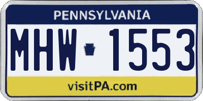 PA license plate MHW1553