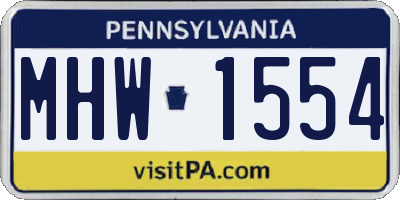 PA license plate MHW1554