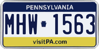 PA license plate MHW1563