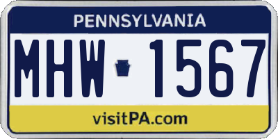 PA license plate MHW1567