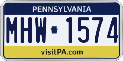 PA license plate MHW1574
