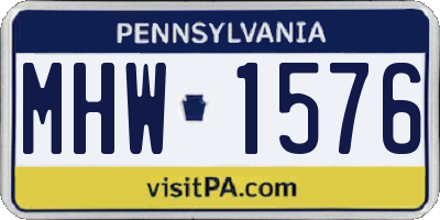 PA license plate MHW1576