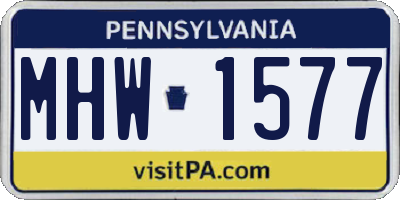 PA license plate MHW1577