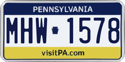 PA license plate MHW1578