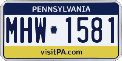PA license plate MHW1581