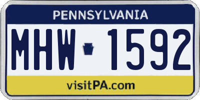 PA license plate MHW1592