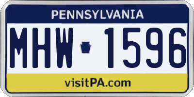 PA license plate MHW1596