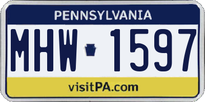 PA license plate MHW1597