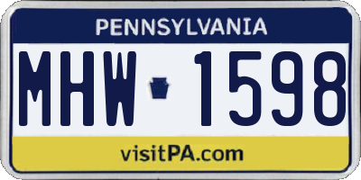 PA license plate MHW1598