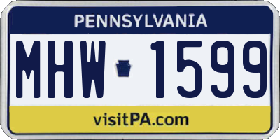 PA license plate MHW1599