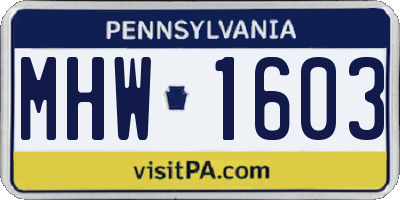 PA license plate MHW1603