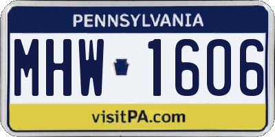 PA license plate MHW1606