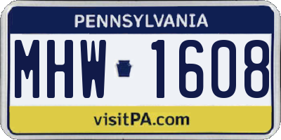 PA license plate MHW1608