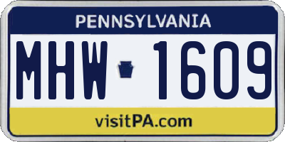 PA license plate MHW1609