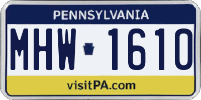PA license plate MHW1610