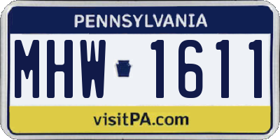 PA license plate MHW1611