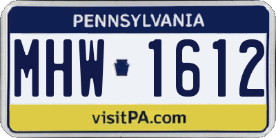 PA license plate MHW1612