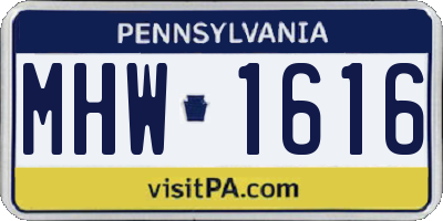 PA license plate MHW1616
