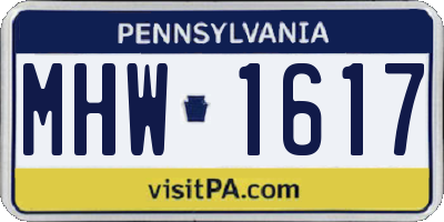 PA license plate MHW1617