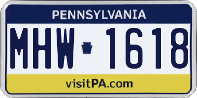 PA license plate MHW1618