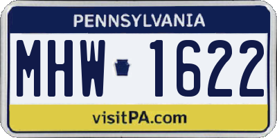 PA license plate MHW1622