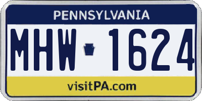 PA license plate MHW1624