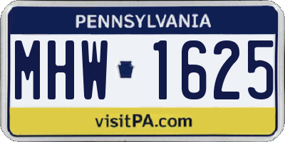 PA license plate MHW1625