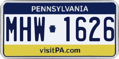 PA license plate MHW1626