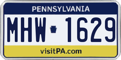 PA license plate MHW1629