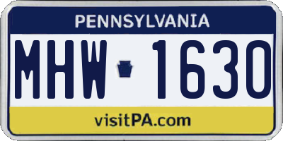 PA license plate MHW1630