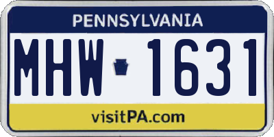 PA license plate MHW1631