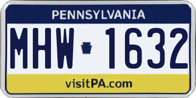 PA license plate MHW1632