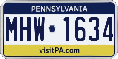 PA license plate MHW1634