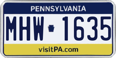 PA license plate MHW1635