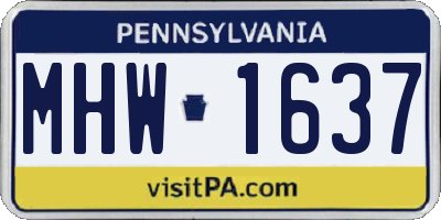 PA license plate MHW1637