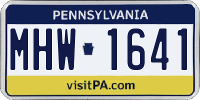 PA license plate MHW1641