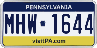 PA license plate MHW1644