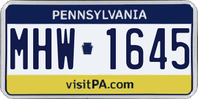 PA license plate MHW1645