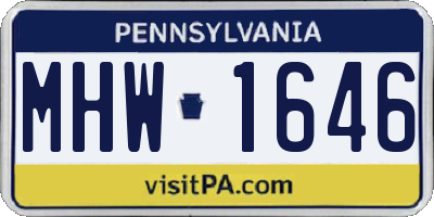 PA license plate MHW1646