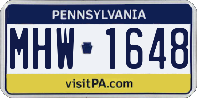 PA license plate MHW1648