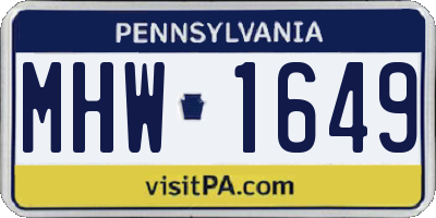 PA license plate MHW1649